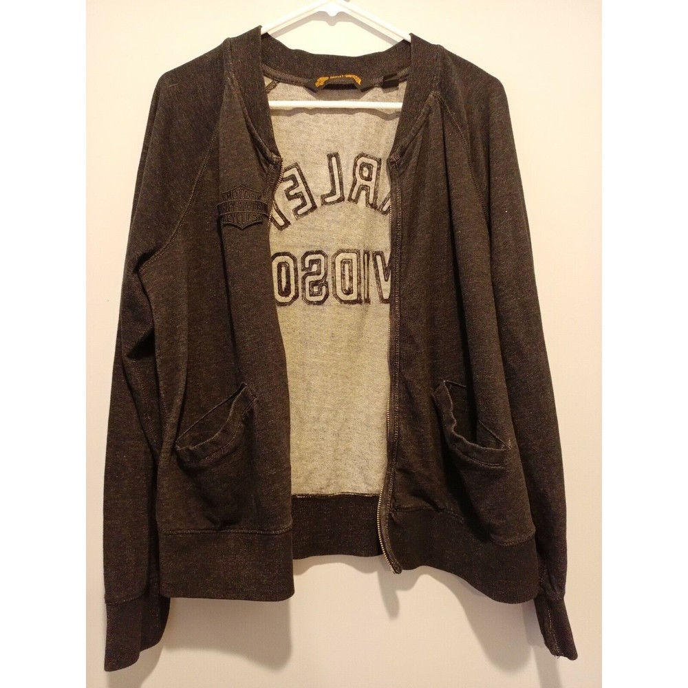 Harley Davidson Black Knit Lightweight Zippered Sweatshirt Womens SZ-XLarge